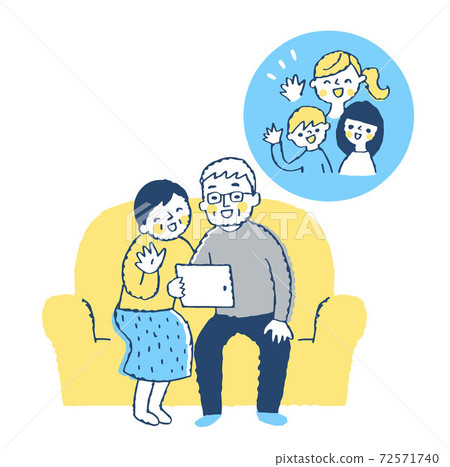 Family talking on tablet device Family talking on tablet device 72571740