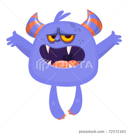 Angry cartoon monster. Vector illustration of funny horned monster character Angry cartoon monster. Vector illustration of funny horned monster character 72572163