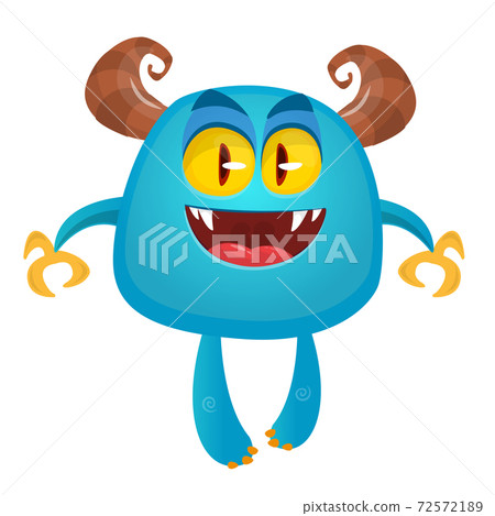 Angry cartoon monster. Vector illustration of funny horned monster character Angry cartoon monster. Vector illustration of funny horned monster character 72572189