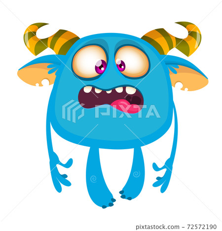 Angry cartoon monster. Vector illustration of funny horned monster character 72572190