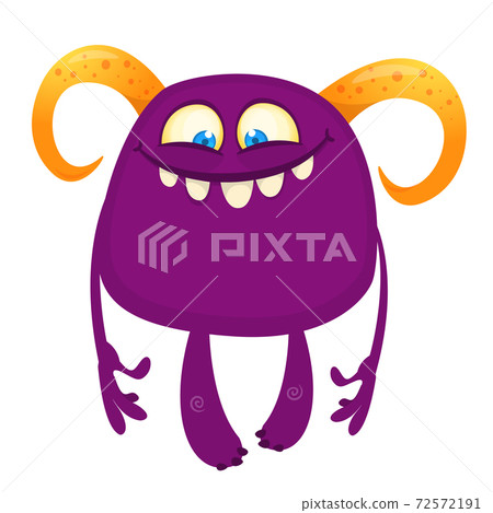 Angry cartoon monster. Vector illustration of funny horned monster character 72572191