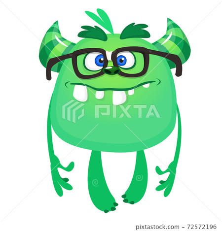 Angry cartoon monster. Vector illustration of funny horned monster character 72572196