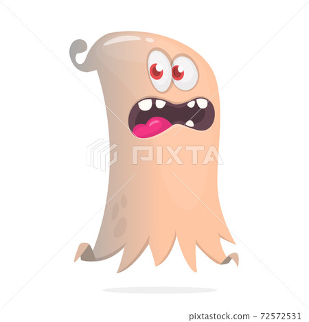 Happy cartoon flying monster smiling. Vector illustration of funny ghost character 72572531