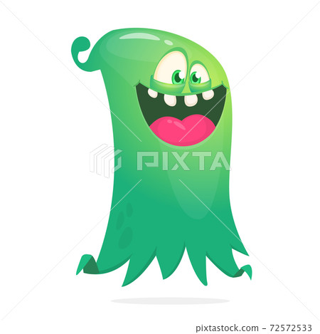 Happy cartoon flying monster smiling. Vector illustration of funny ghost character Happy cartoon flying monster smiling. Vector illustration of funny ghost character 72572533