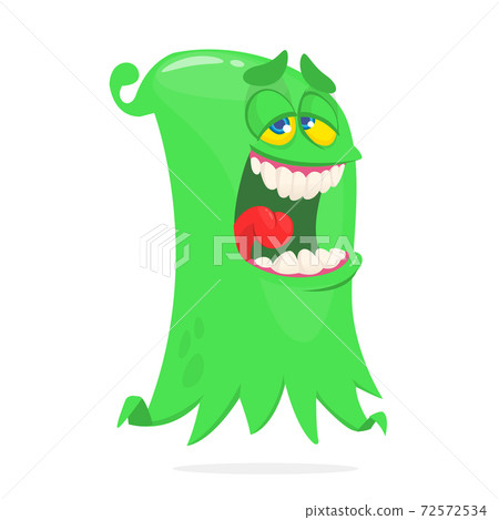 Happy cartoon flying monster smiling. Vector illustration of funny ghost character Happy cartoon flying monster smiling. Vector illustration of funny ghost character 72572534