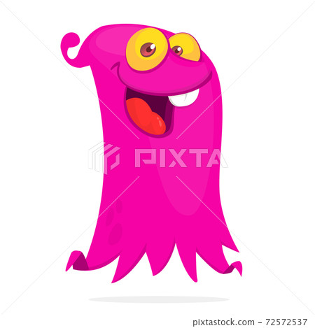 Happy cartoon flying monster smiling. Vector illustration of funny ghost character 72572537