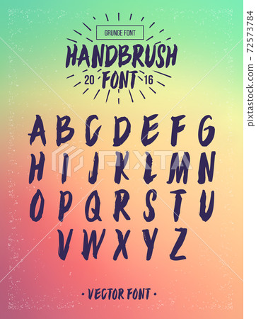 Hand drawn brush font. Vector grunge alphabet. Hand drawn calligraphic narrow alphabet. Vector type. 72573784