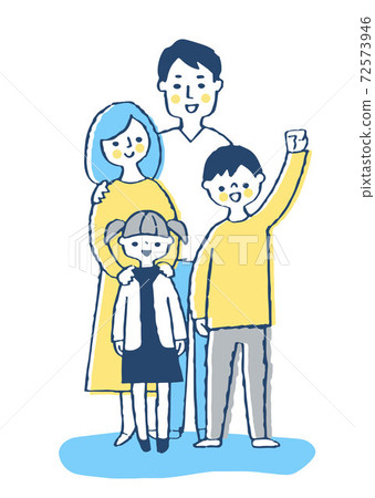 A family of four standing with a smile A family of four standing with a smile 72573946