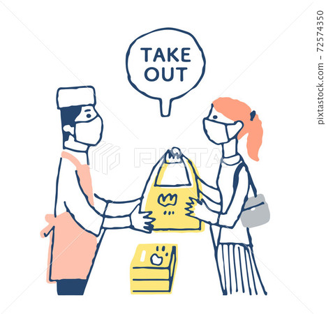 女人在外賣買食物 72574350