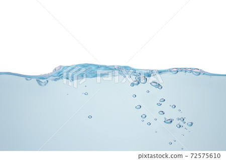 Bubbles float from the middle of the water rising to the water surface 72575610