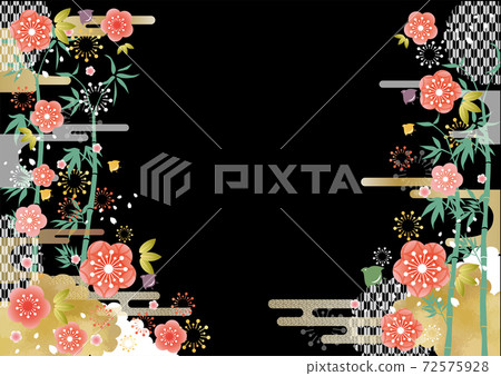 Japanese pattern background frame of plum blossoms and Yazaki 72575928