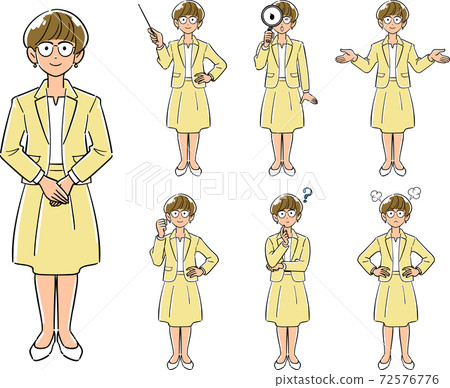 A set of 7 poses for a business woman wearing glasses A set of 7 poses for a business woman wearing glasses 72576776