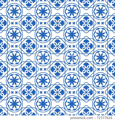 Blue and white porcelain continuous seamless background, used for wallpaper, pattern texture, tile, web page background, surface texture, fabric texture Blue and white porcelain continuous seamless background, used for wallpaper, pattern texture, tile, web page background, surface texture, fabric texture 72577628