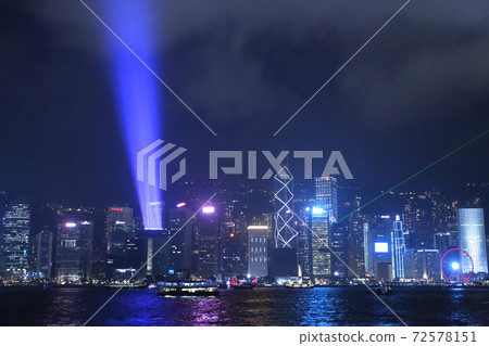 Symphony of Lights. Night view of Victoria Bay overlooking Hong Kong Island from Kowloon Peninsula 72578151