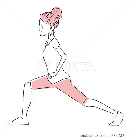 Hand-painted 1color stretch young woman whole body Achilles tendon stretch 72578221