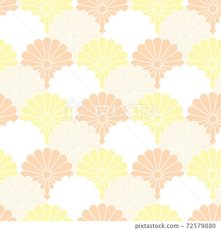 日本現代菊花花無縫圖案 72579880