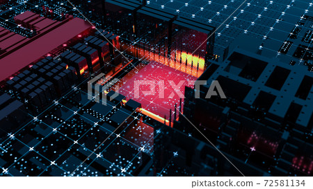Abstract Central Computer Processors Concept. 3D illustration 72581134