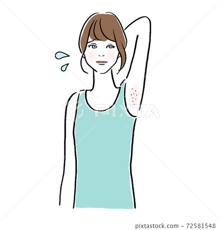 有脫髮和腋窩的女人的插圖 有脫髮和腋窩的女人的插圖 72581548