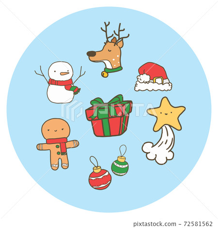 Set of cartoon chirstmas icon illustration. Set of cartoon chirstmas icon illustration. 72581562