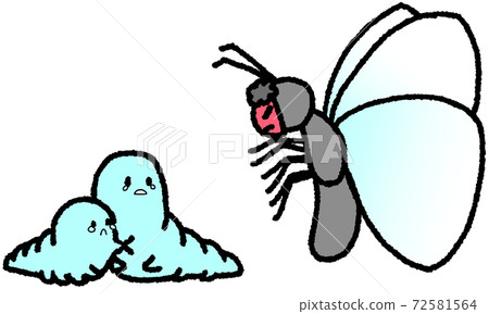 A butterfly wearing a demon mask and two scary hornworms (light blue) A butterfly wearing a demon mask and two scary hornworms (light blue) 72581564