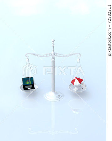 平衡CG插圖代表工作與假期之間的工作與生活平衡 平衡CG插圖代表工作與假期之間的工作與生活平衡 72582211