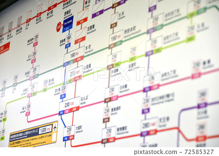 大阪地鐵四橋線西梅田站的票價表 大阪地鐵四橋線西梅田站的票價表 72585327