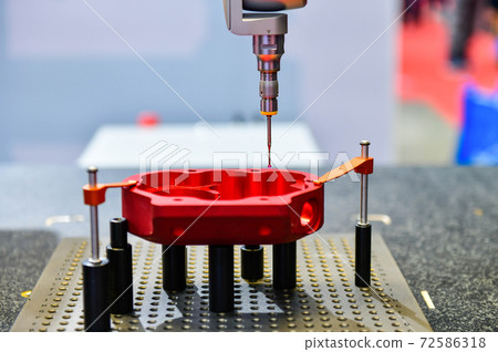 Close up automatic coordinate measurement machine (CMM) for inspection high precision part during working 72586318
