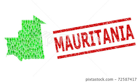 Scratched Mauritania Stamp Imitation and Green People and Dollar Mosaic Map of Mauritania Scratched Mauritania Stamp Imitation and Green People and Dollar Mosaic Map of Mauritania 72587417