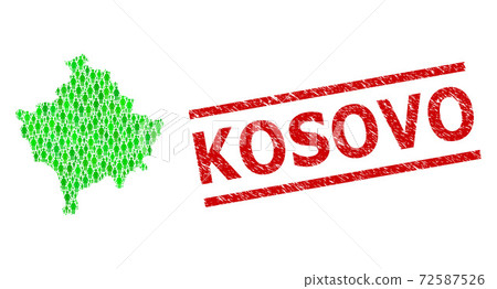 Distress Kosovo Stamp Seal and Green Men and Dollar Mosaic Map of Kosovo Distress Kosovo Stamp Seal and Green Men and Dollar Mosaic Map of Kosovo 72587526