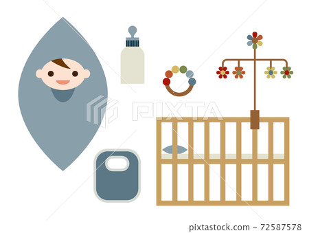 嬰兒和嬰兒用品的插圖 嬰兒和嬰兒用品的插圖 72587578