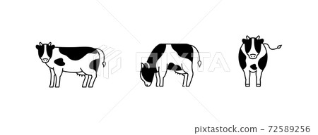 Cow icon set / cow / illustration / simple / year of the ox / zodiac / new year / 2021 Cow icon set / cow / illustration / simple / year of the ox / zodiac / new year / 2021 72589256