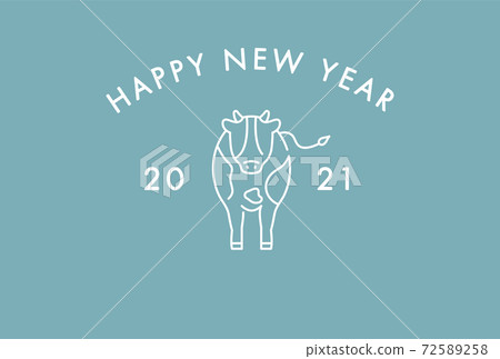 2021新年賀卡模板/年份/牛/時尚/簡單/新年/可愛/圖標 72589258