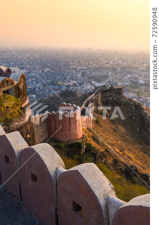 View of Jaipur city from Nahargarh Fort in Jaipur, Rajasthan, India. 72590948