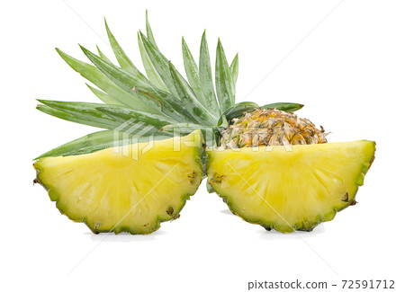 pineapple with slices an isolated on white background.Clipping Path 72591712