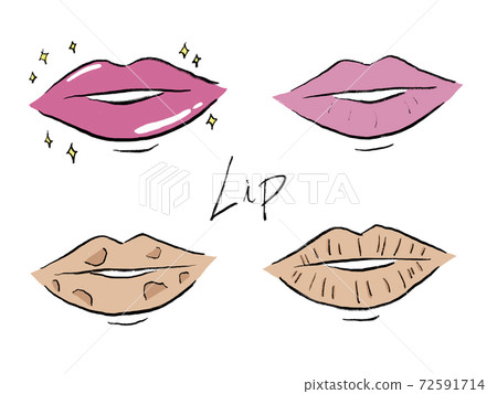 Handwritten illustration image of lips and mouth 72591714