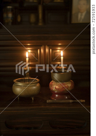 Japanese family Buddhist altar candle incense burner Orin Japanese family Buddhist altar candle incense burner Orin 72591933