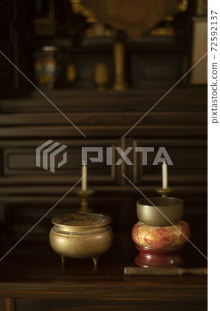 Japanese family Buddhist altar candle incense burner Orin Japanese family Buddhist altar candle incense burner Orin 72592137