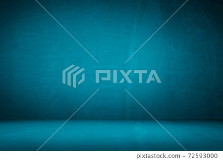Vintage grunge blue concrete texture studio wall background with vignette. 72593000