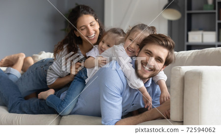 Banner portrait of happy family relax with kids 72594062