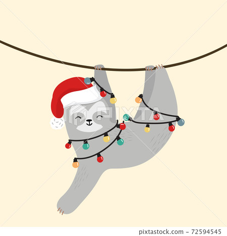 sloth with hat christmas climbing the vine sloth with hat christmas climbing the vine 72594545