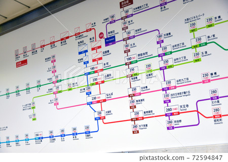 大阪地鐵谷町線東梅田站的票價表 大阪地鐵谷町線東梅田站的票價表 72594847
