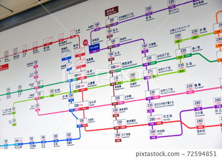 大阪地鐵谷町線東梅田站的票價表 大阪地鐵谷町線東梅田站的票價表 72594851