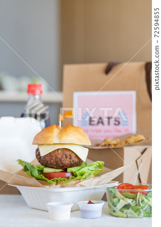 Image of gourmet avocado cheeseburger delivery food Image of gourmet avocado cheeseburger delivery food 72594855
