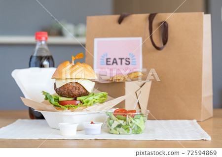 Image of gourmet avocado cheeseburger delivery food 72594869