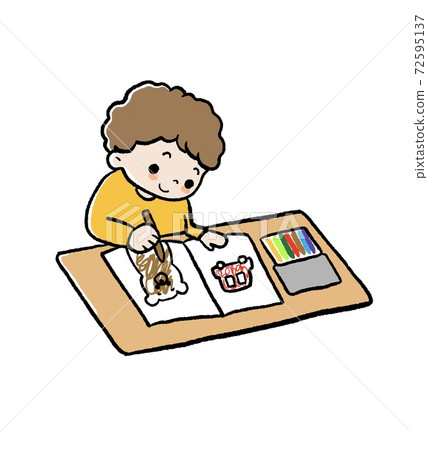男孩著色的插圖 男孩著色的插圖 72595137