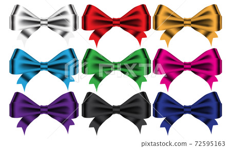 Bow ribbon color set collection on white background vector illustration. Bow ribbon color set collection on white background vector illustration. 72595163