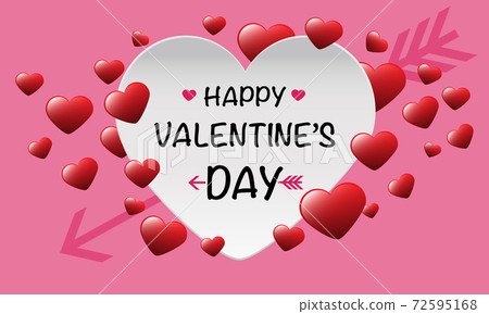 Happy valentine's day white red heart on pink design for love holiday celebration festival background vector illustration. Happy valentine's day white red heart on pink design for love holiday celebration festival background vector illustration. 72595168