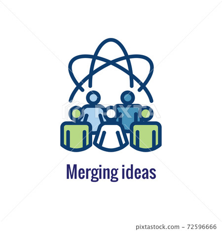 Companies merging together, one buying out the other - icons Companies merging together, one buying out the other - icons 72596666