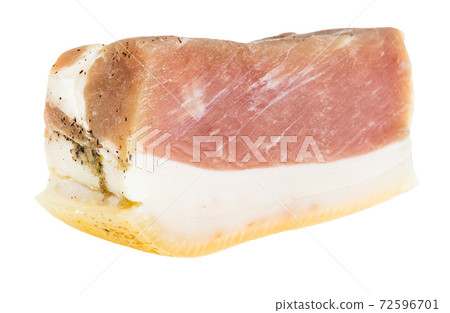 piece of barrel salted Salo with pork meat cutout piece of barrel salted Salo with pork meat cutout 72596701