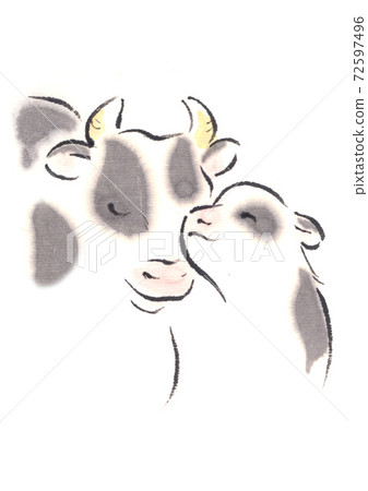 Ox New Year's card illustration 03 72597496